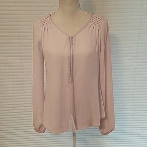 White House Black Market Pink Peasant Blouse